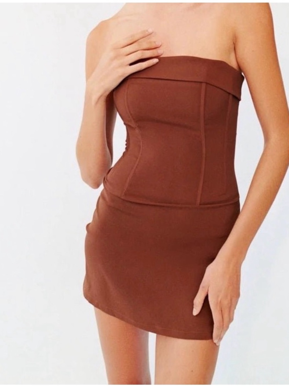NWT With Jean Chloe Corset dress in Chocolate brown XS